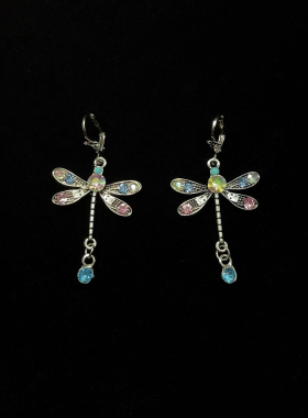 Vintage古着 Broken diamond dragonfly耳饰