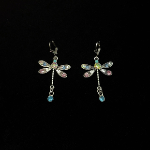 Vintage古着 Broken diamond dragonfly耳饰