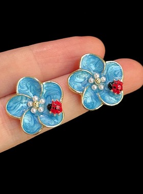 Vintage古着 Orchids and insects耳饰