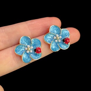 Vintage古着 Orchids and insects耳饰