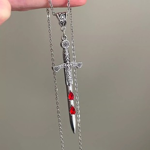 Vintage古着 Red zircon sword项链