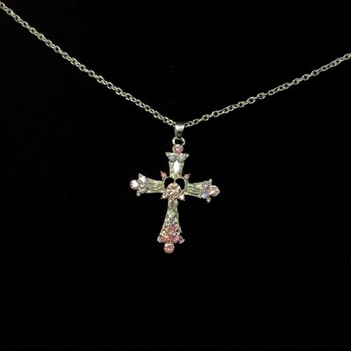 Vintage古着 Silver Pink Cross项链