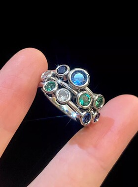 Vintage古着 Artistic colorful gemstones戒指