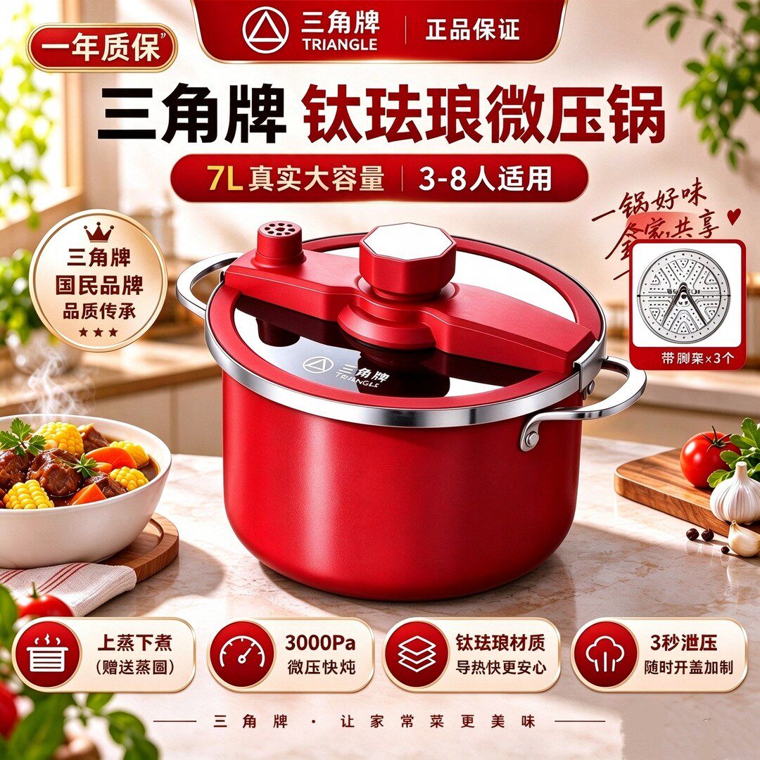 【官方正品】三角牌多功能微压锅