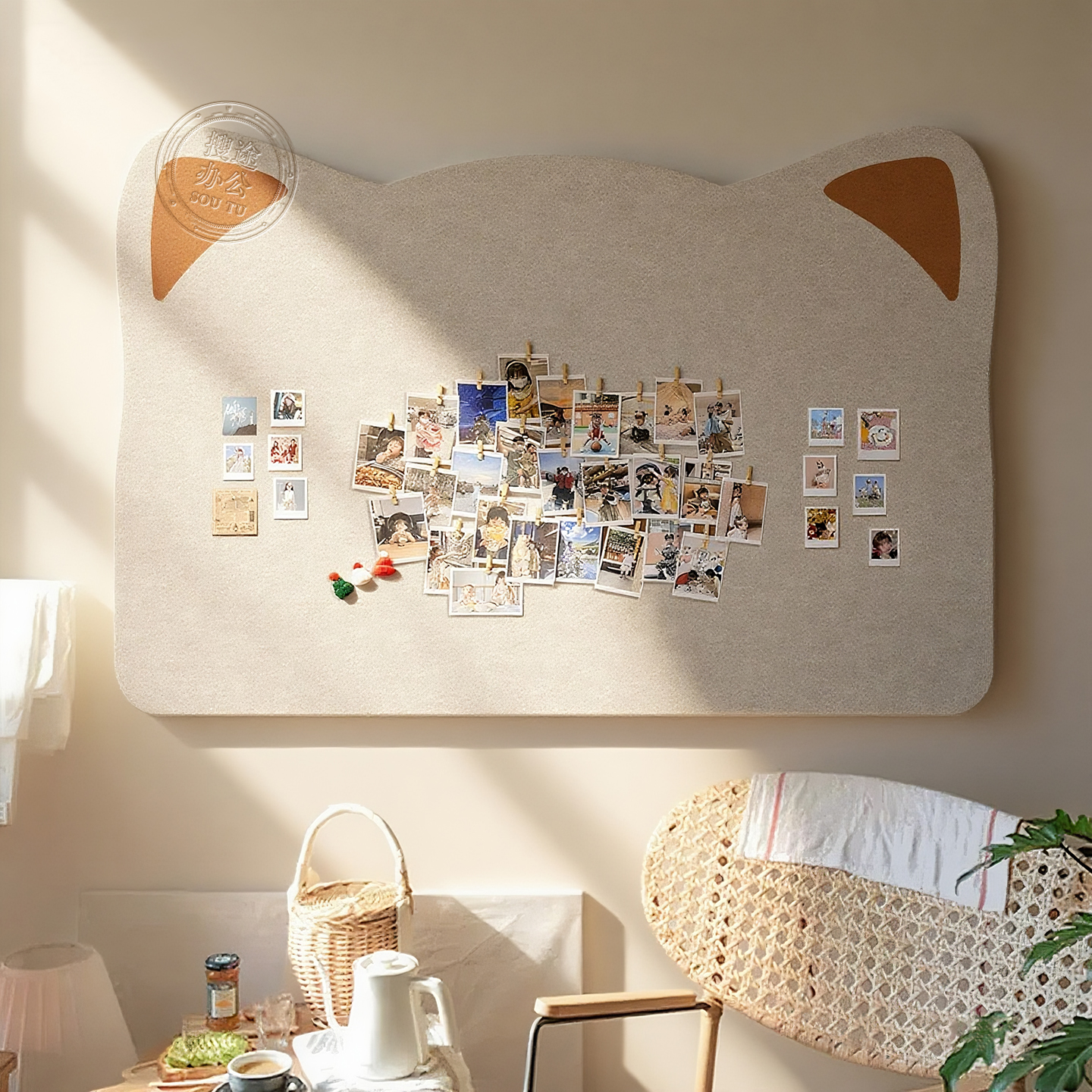 照片墙毛毡板墙贴背景板挂墙面拍立得照片展示墙羊毛毡版软木板免打孔愿景板墙壁DIY装饰创意书桌文化留言板