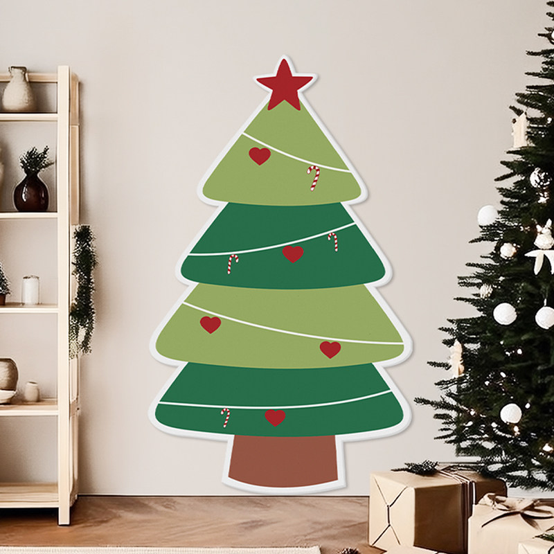 圣诞树毛毡墙贴展示板背景墙客厅玄关墙面装饰照片墙软木板留言板圣诞