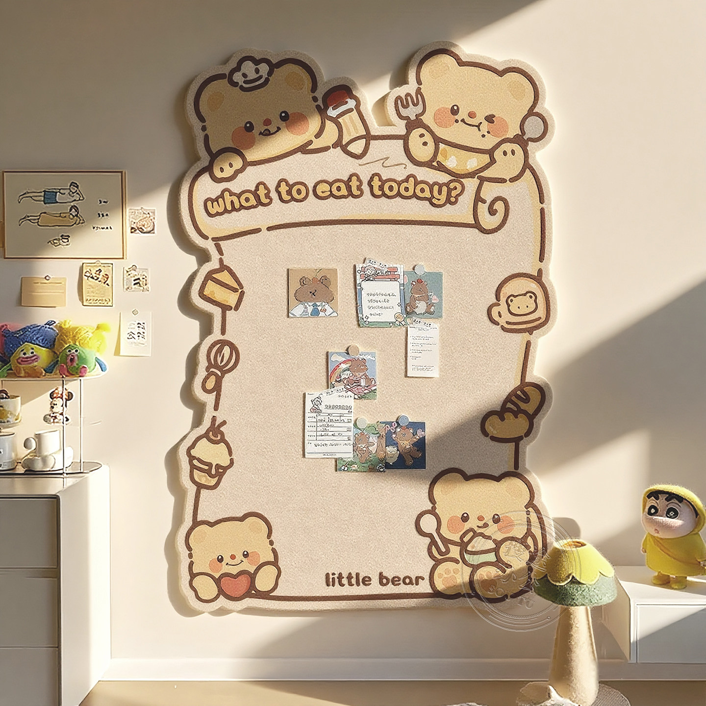可爱小熊毛毡板照片墙毛毡墙贴DIY装饰墙面学生宿舍照片展示墙高级