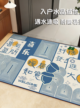蓝色入户地垫进门口门垫马年新款新居脚垫客厅玄关防滑垫地毯家用