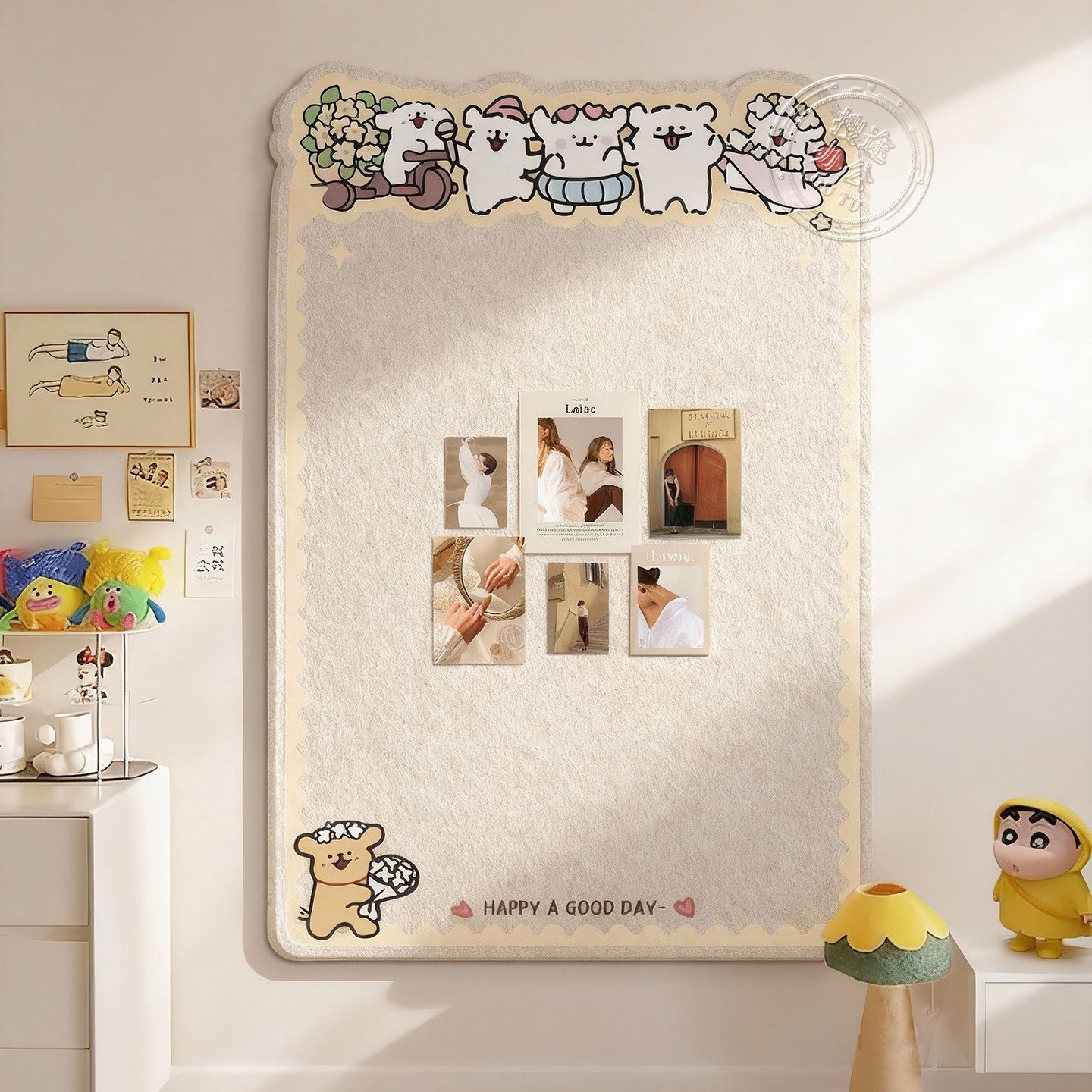 毛毡板墙贴免打孔照片墙背景板照片展示墙客厅玄关软木板自粘幼儿园环