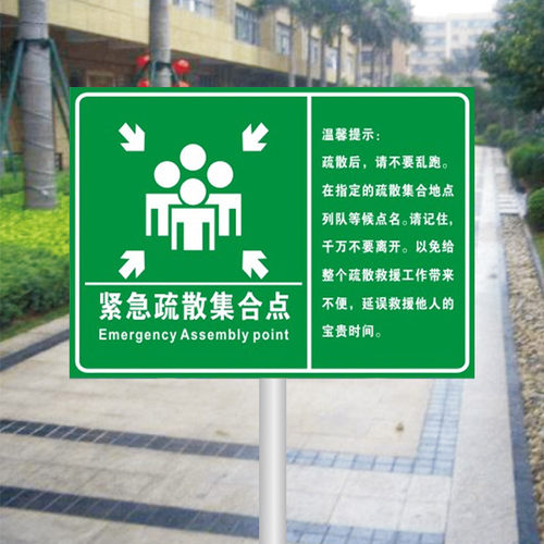 紧急疏散集合点标识牌指示