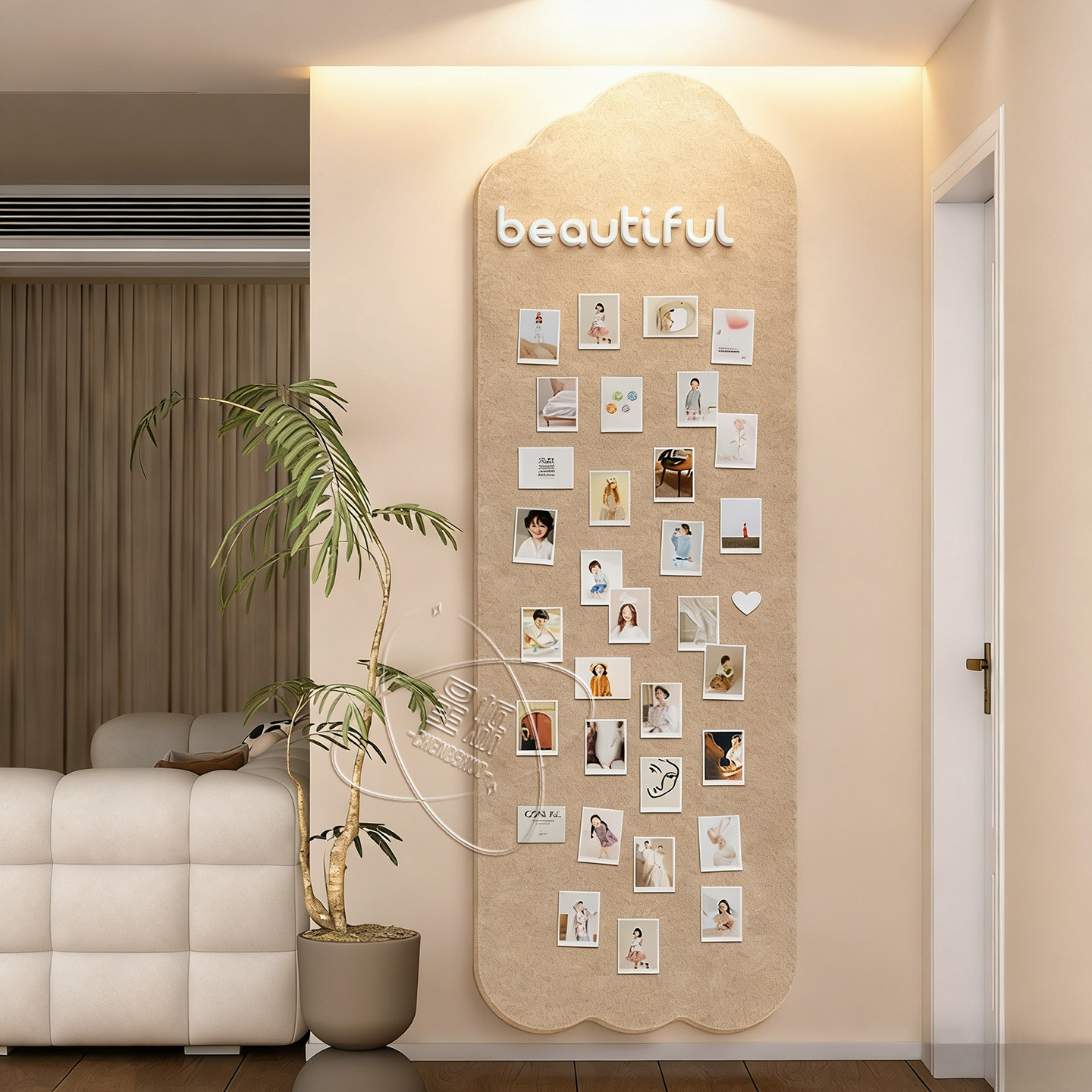 毛毡板毛毡墙贴免打孔照片墙背景板高级感客厅玄关留言板定制不伤墙拍