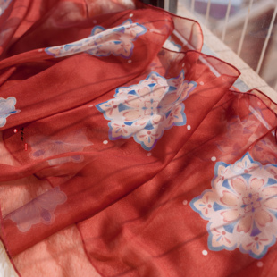 团花汉服披帛女单件印花雪纺新款唐风敦煌风舞蹈飘带诃子裙复原风