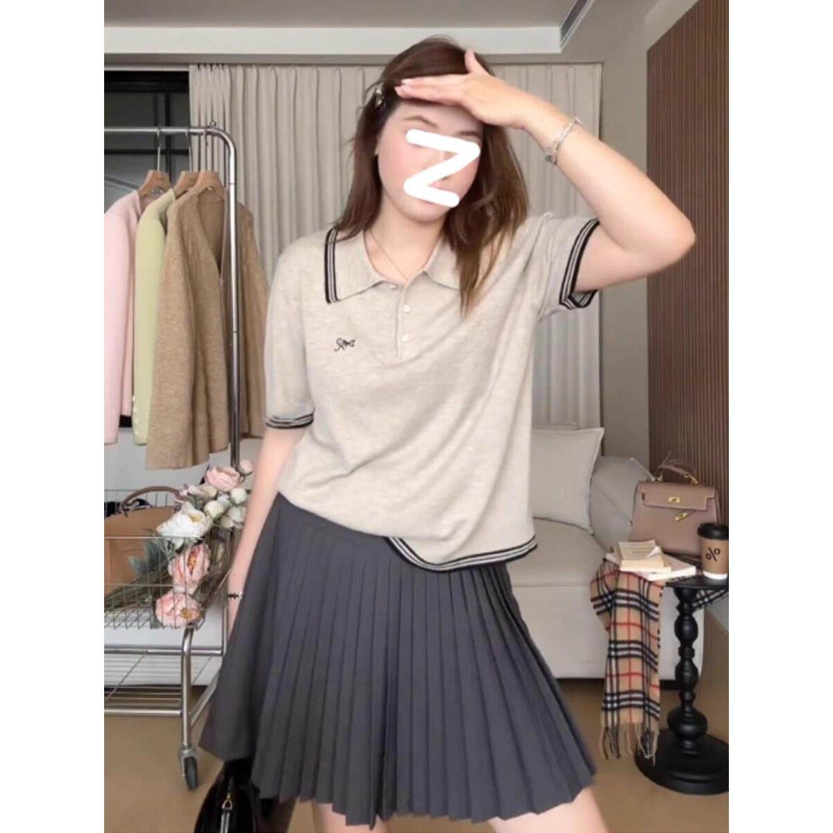 大码复古polo气质减龄正肩短袖T恤女夏季微胖mm宽松显瘦内搭上衣