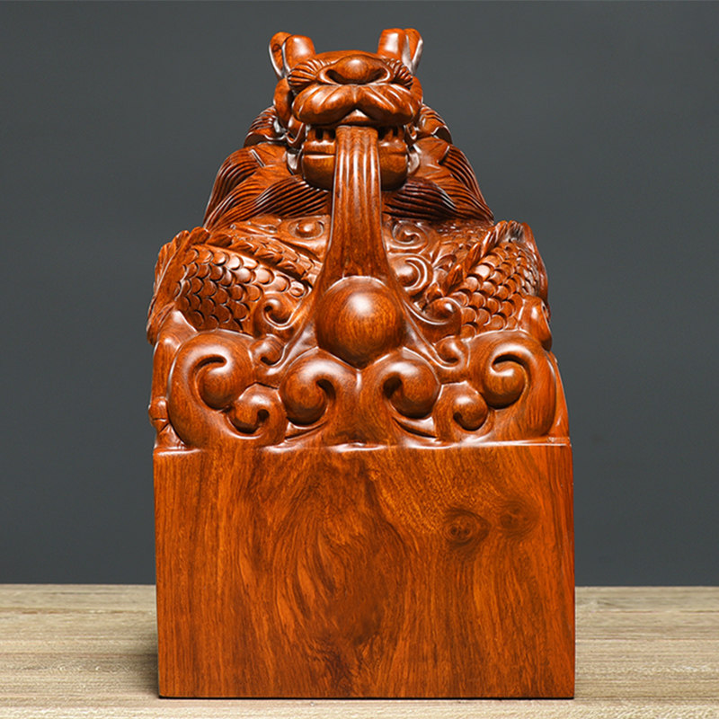 刺史花梨木雕九龙玉玺印章摆件乾隆仿古皇帝装饰雕刻个人书法印章