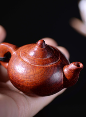 茶壶文玩手把件挂绳随身小叶紫檀