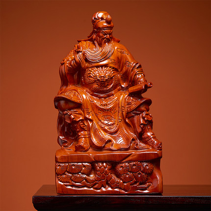 花梨木雕摆件关公神像关羽关二爷夜读春秋实木武财神像红木工艺品