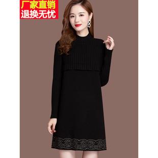 中长款毛衣裙女秋冬2025新款小个子宽松羊毛针织打底衫内搭