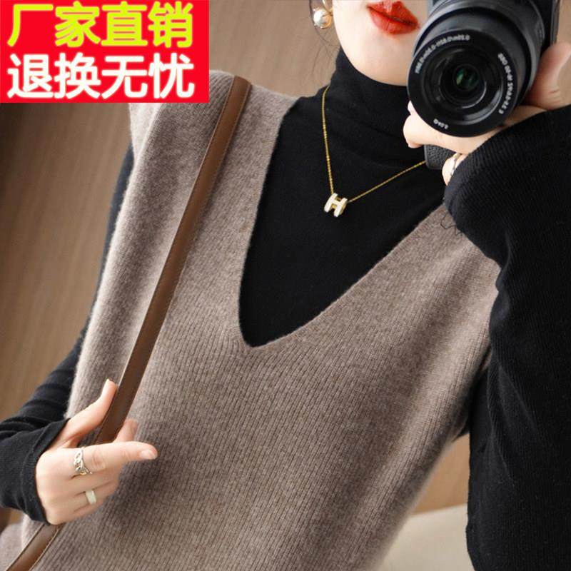 V领坎肩针织马甲背心外套女2025新款春秋款外穿大码女装秋冬毛衣