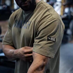 限定黑五VANQUISH男款oversized运动健身休闲棉质做旧印花短袖D6