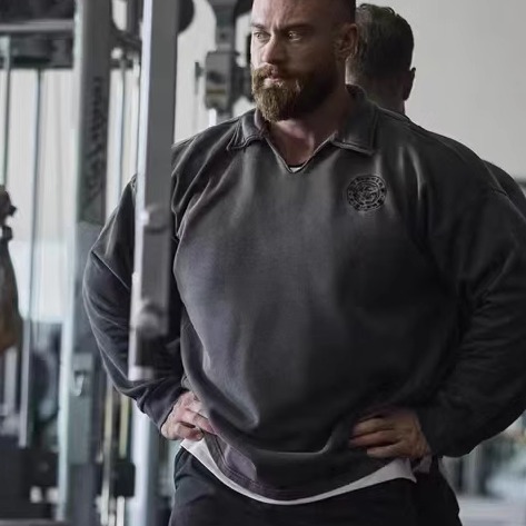 克里斯同款GYMSHARK LEGACY WASHED男纯棉立领运动休闲宽松卫衣