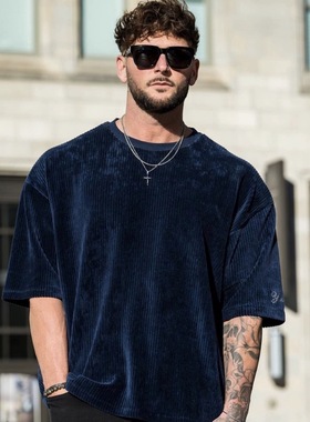 断码清仓YLA新款袖口刺绣标男女运动休闲舒适宽松圆领五分短袖M2