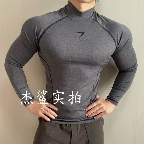 回款福利GYMSHARK Element mock磨毛秋冬半高领运动速干修身长袖