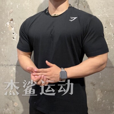 现货GYMSHARK CREST刺绣小标男士运动健身休闲棉质透气圆领短袖D8