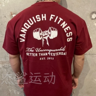 英国VANQUISH新款男女运动健身休闲VQ哑铃字母圆领弹性宽松短袖