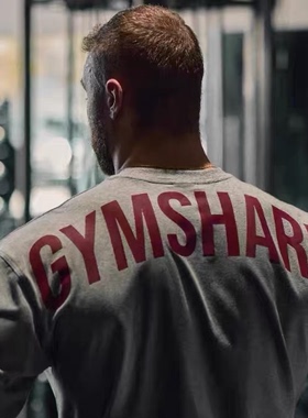 新款冲GYMSHARK POWER新配色男女运动休闲宽松显大棉质圆领短袖E2