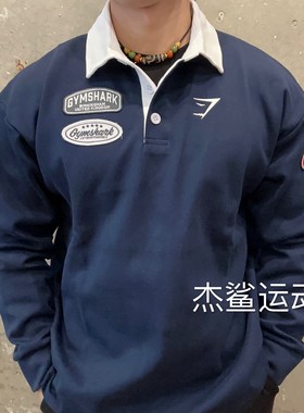 牛货Gymshark Rugby男子贴布刺绣标运动休闲翻领衬衫长袖P1