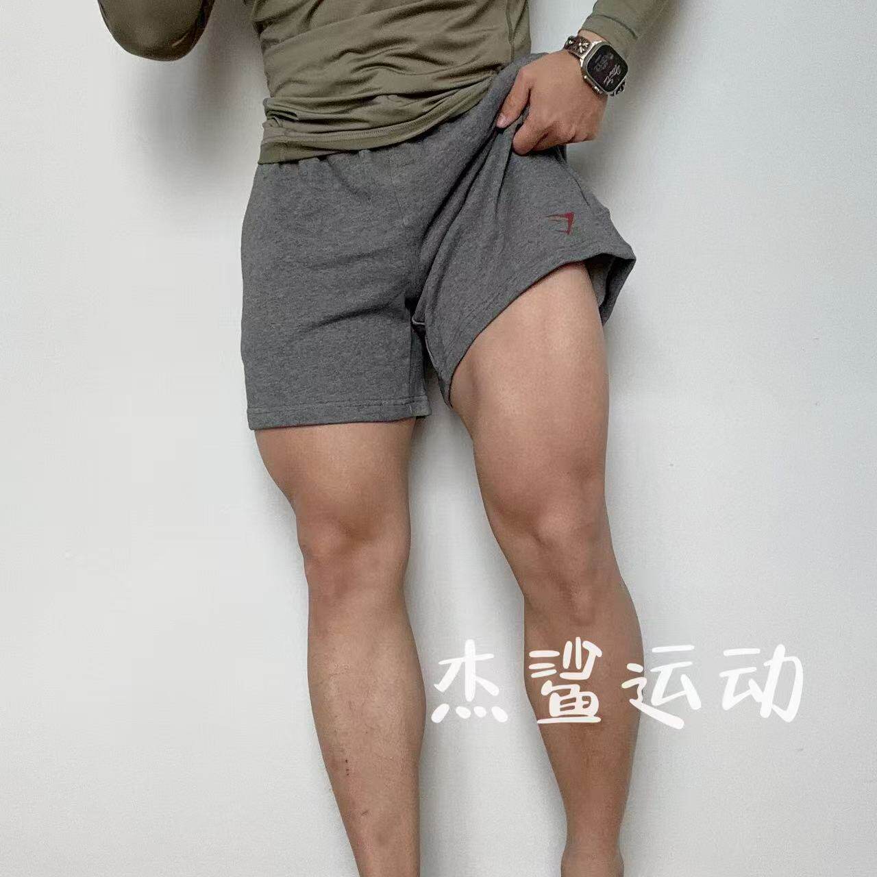 现货英国GYMSHARK Power wordmark棉质透气男运动休闲四分短裤