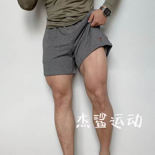 现货英国GYMSHARK Power wordmark棉质透气男运动休闲四分短裤