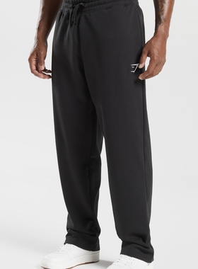 现货Gymshark CREST刺绣标男士运动休闲宽松纯棉直筒纯色长裤N7