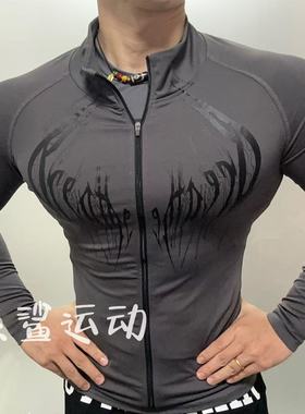 Breathedivinity哥特风男女款弹性修身裸感运动休闲拉链长袖开衫