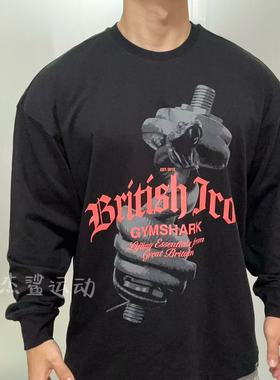 Gymshark British Iron男运动休闲哑铃款春秋宽松显大圆领长袖