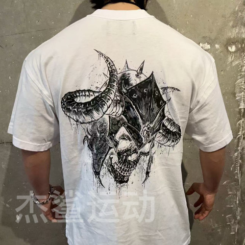 断码清仓Darc狼头纯棉恶魔系列男女运动休闲宽松透气圆领短袖J2