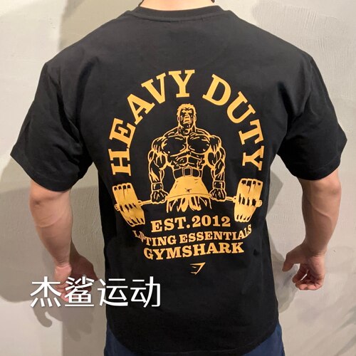 折扣新款GYMSHARK HEAVY DUTY运动休闲棉质透气宽松圆领短袖F5