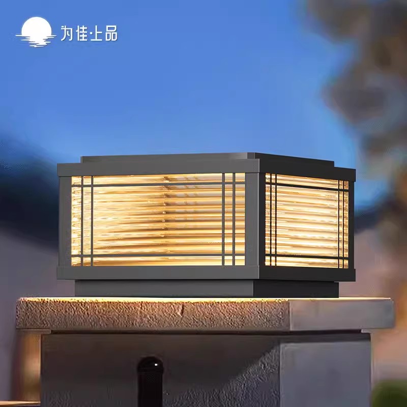 太阳能柱头灯户外庭院别墅大门两侧围墙柱子门柱院墙柱灯院子立柱