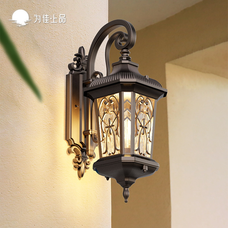 太阳能壁灯户外大门两侧室外轻奢高级感墙灯防水别墅洗墙庭院照明