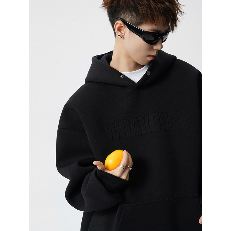 Mansway男道男装pd大人十九秋工作室東崛NOLOGO加绒连帽卫衣外套