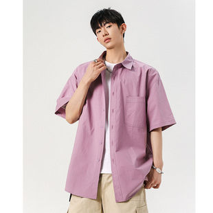 mansway男道男装GOODBAI吕小虎阿茶与阿古宽松百搭多巴胺短袖衬衫