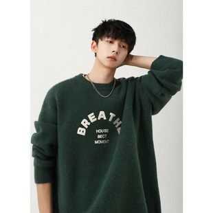 Crying Center哭喊中心三川一禾港仔文艺男nans宽松字母长袖毛衣