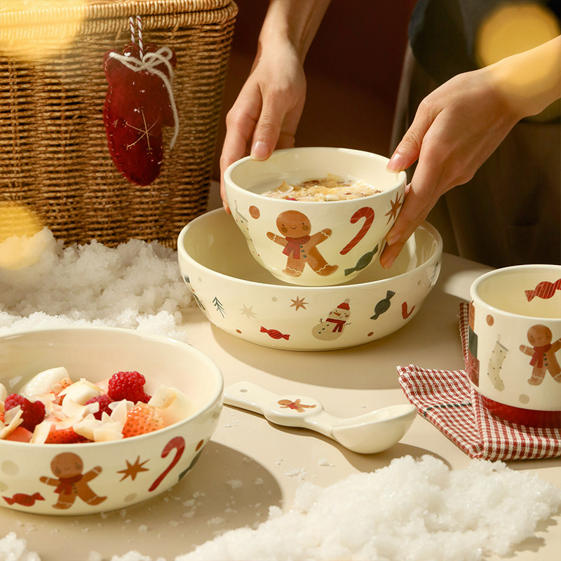 蓝莲花圣诞餐具陶瓷餐盘饭碗家用可爱高颜值碗盘碗碟情侣生日礼物,餐饮具,碗,淘宝优惠券,粉丝福利购,淘宝优惠卷