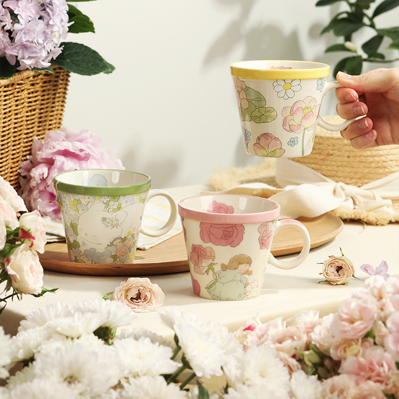 蓝莲花陶瓷小清新马克杯