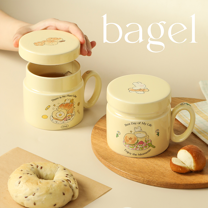 陶瓷水杯茶杯带盖茶水分离高颜值