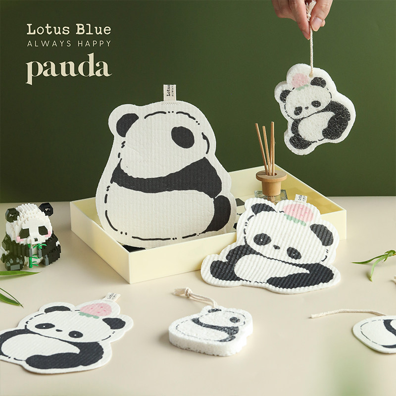 蓝莲花熊猫小花花木浆洗碗棉吸水海绵擦压缩棉家用厨房专用百洁布,厨房/烹饪用具,其它,淘宝优惠券,粉丝福利购,淘宝优惠卷