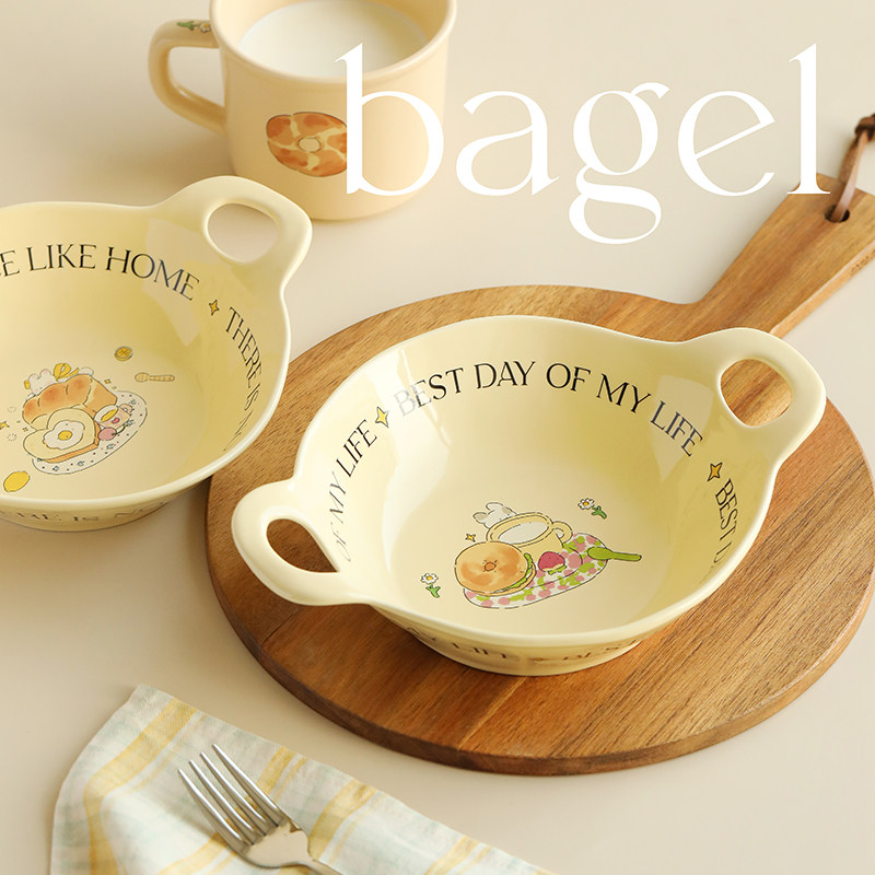 蓝莲花面包兔双耳盘微波炉专用陶瓷餐具家用网红菜盘甜品深盘大号,餐饮具,盘,淘宝优惠券,粉丝福利购,淘宝优惠卷