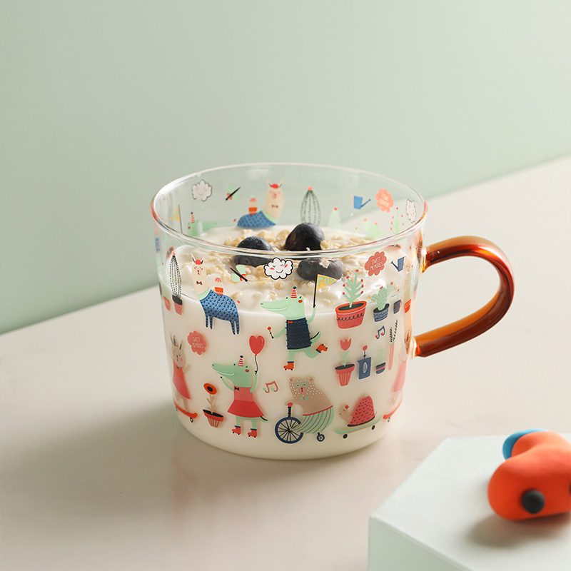 玻璃大容量带把手高颜值早餐杯