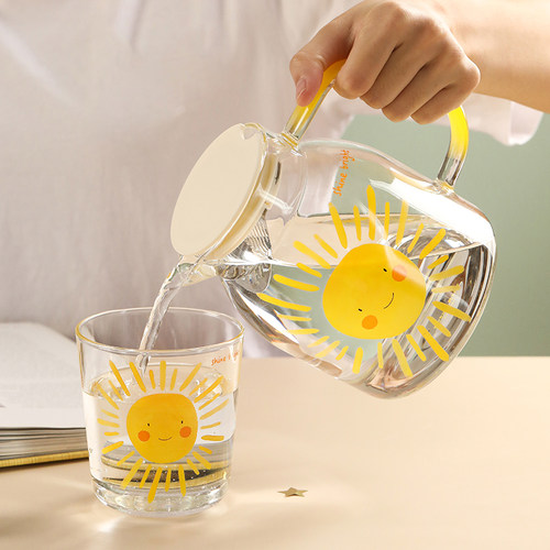 蓝莲花凉水壶夏水壶家用玻璃冷水壶高硼硅耐高温防爆白开水泡水壶