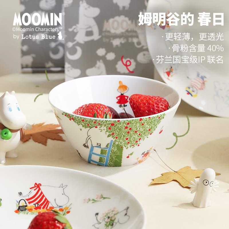 蓝莲花陶瓷姆明卡通碗